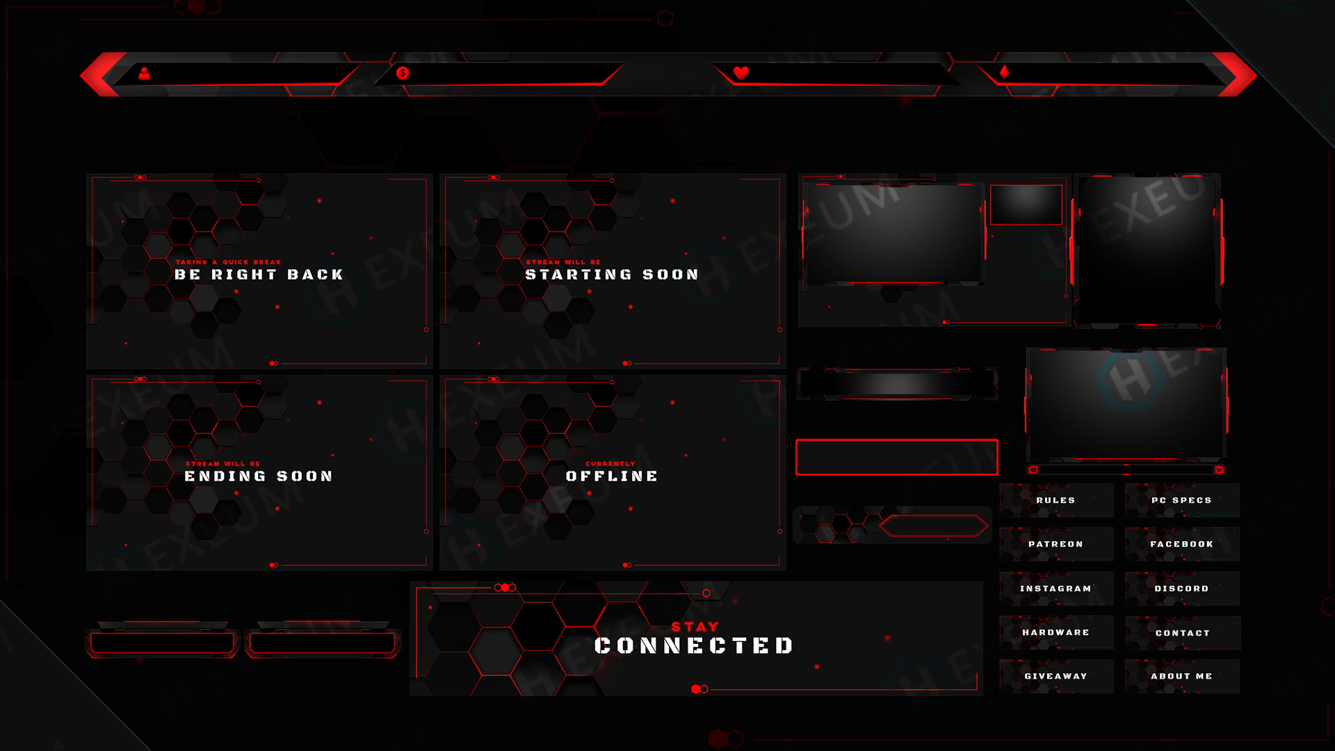 Free Red Twitch Overlays Ultimate Collection