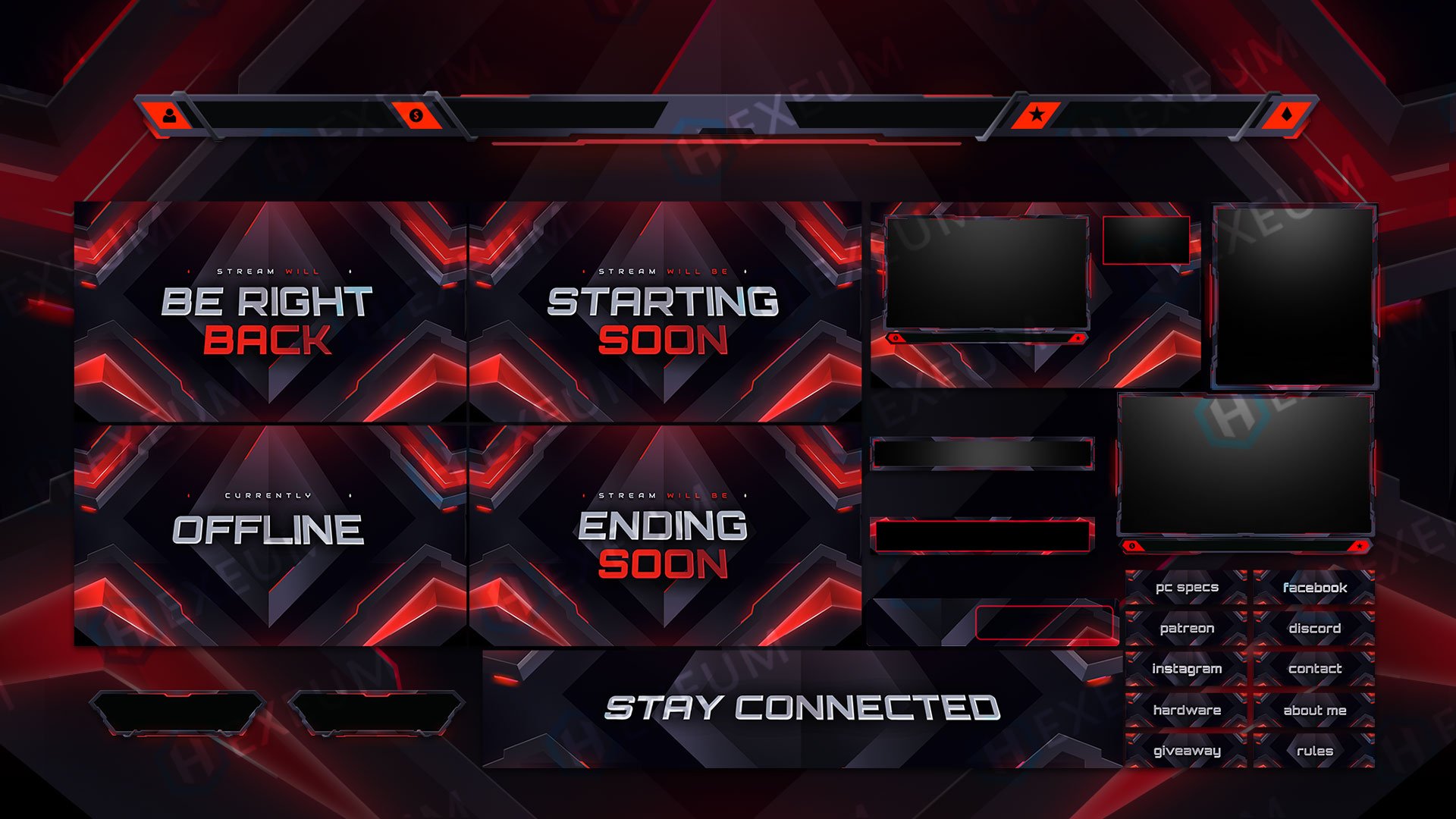 Free Red Twitch Overlays Ultimate Collection