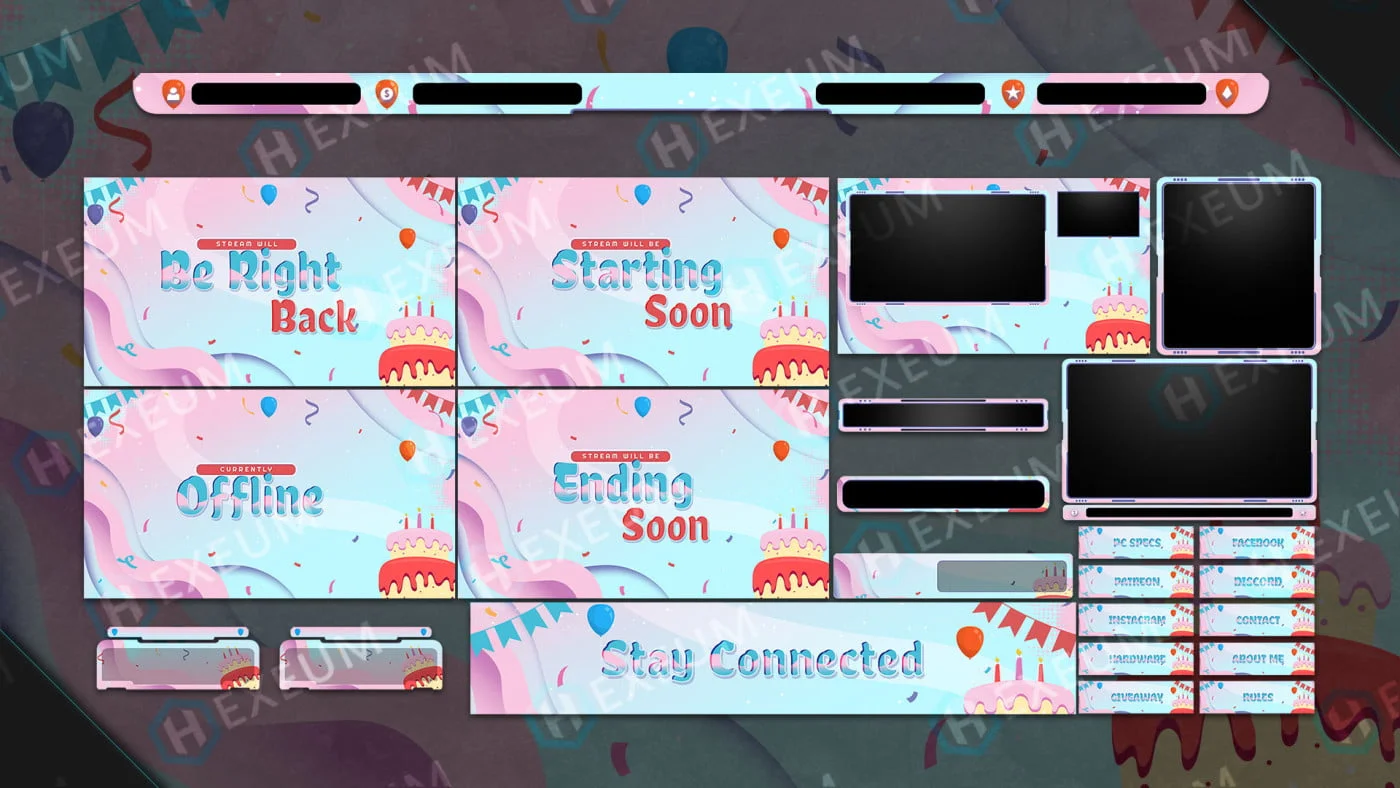 cute twitch overlays birthday