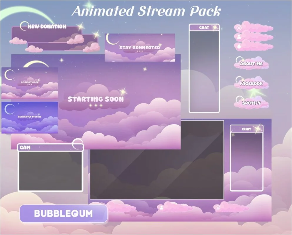 ANIMATED Twitch Overlay Stream Package: Lo-fi Vibe Aesthetic 