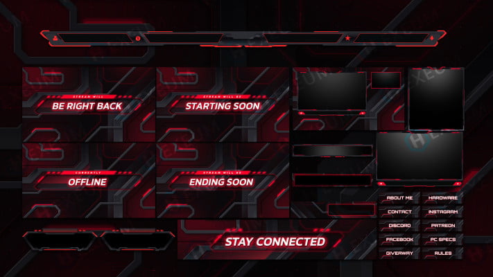 Free Red Twitch Overlays Ultimate Collection