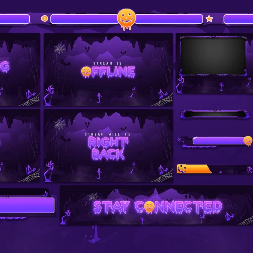 spooky purple twitch overlay package stream layout spooky