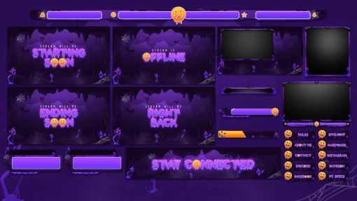 spooky purple twitch overlay package stream layout spooky