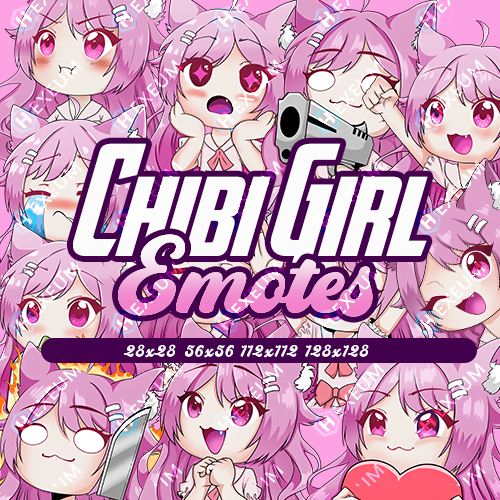 Chibi Girl Pink Emotes Thumbnail