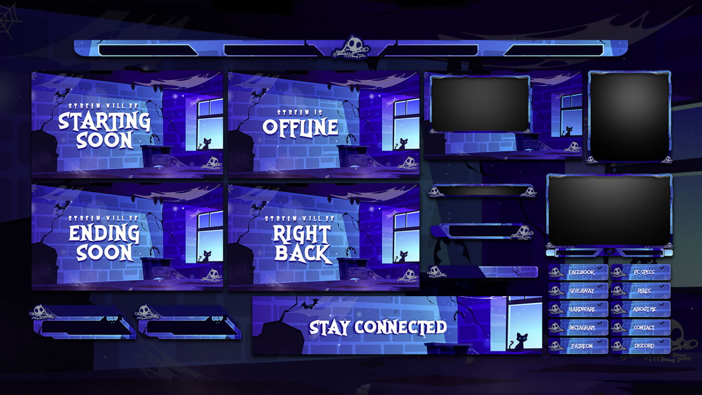 Witchy Goth Twitch Overlay Package for OBS
