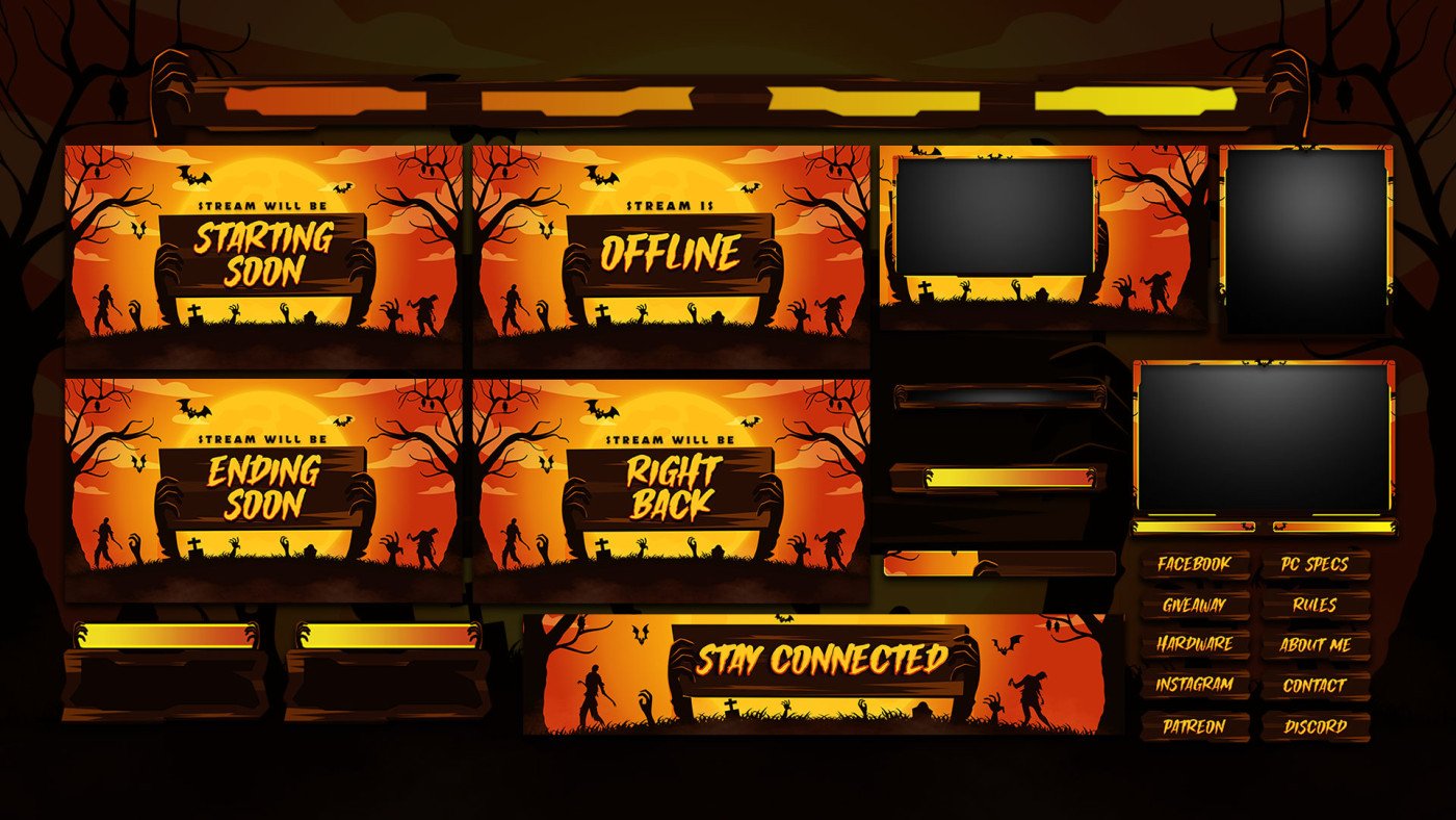 orange halloween twitch overlay