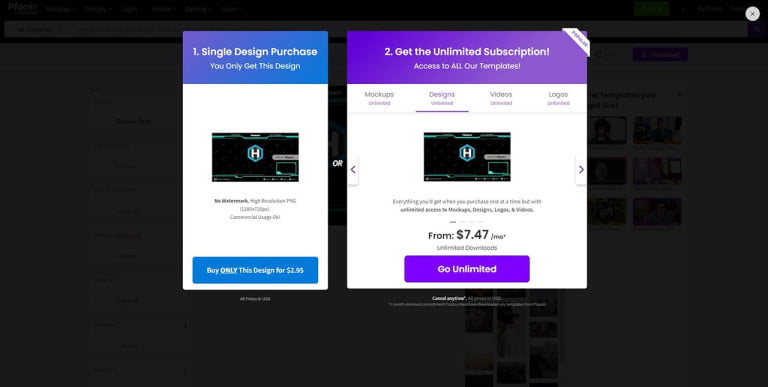 placeit pricing structure