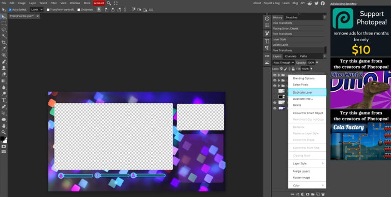 duplicating layers in photopea