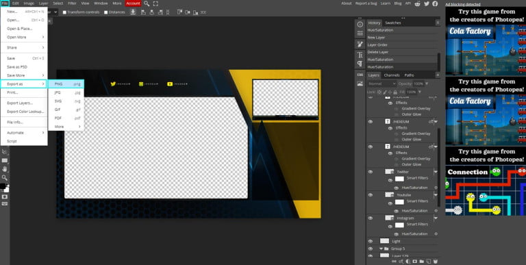 exporting png files within photopea