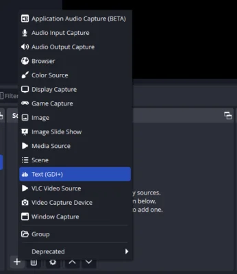 adding a new text layer to OBS