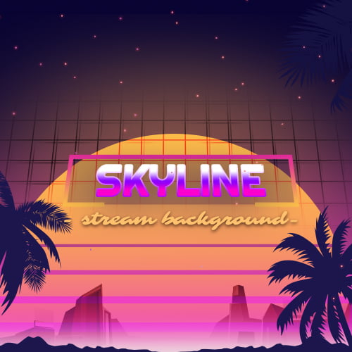 Skyline Retrowave Stream Background