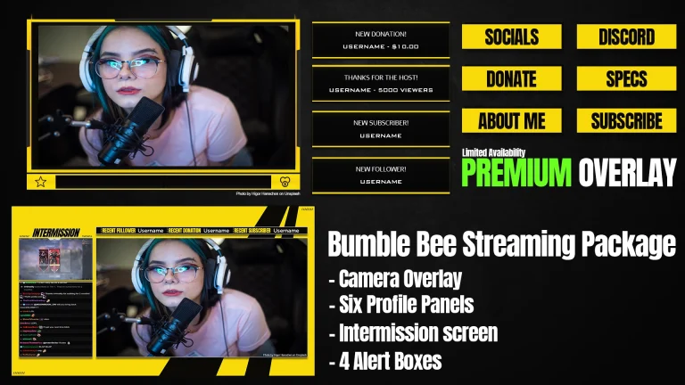 yellow free stream overlays for OBS youtube twitch