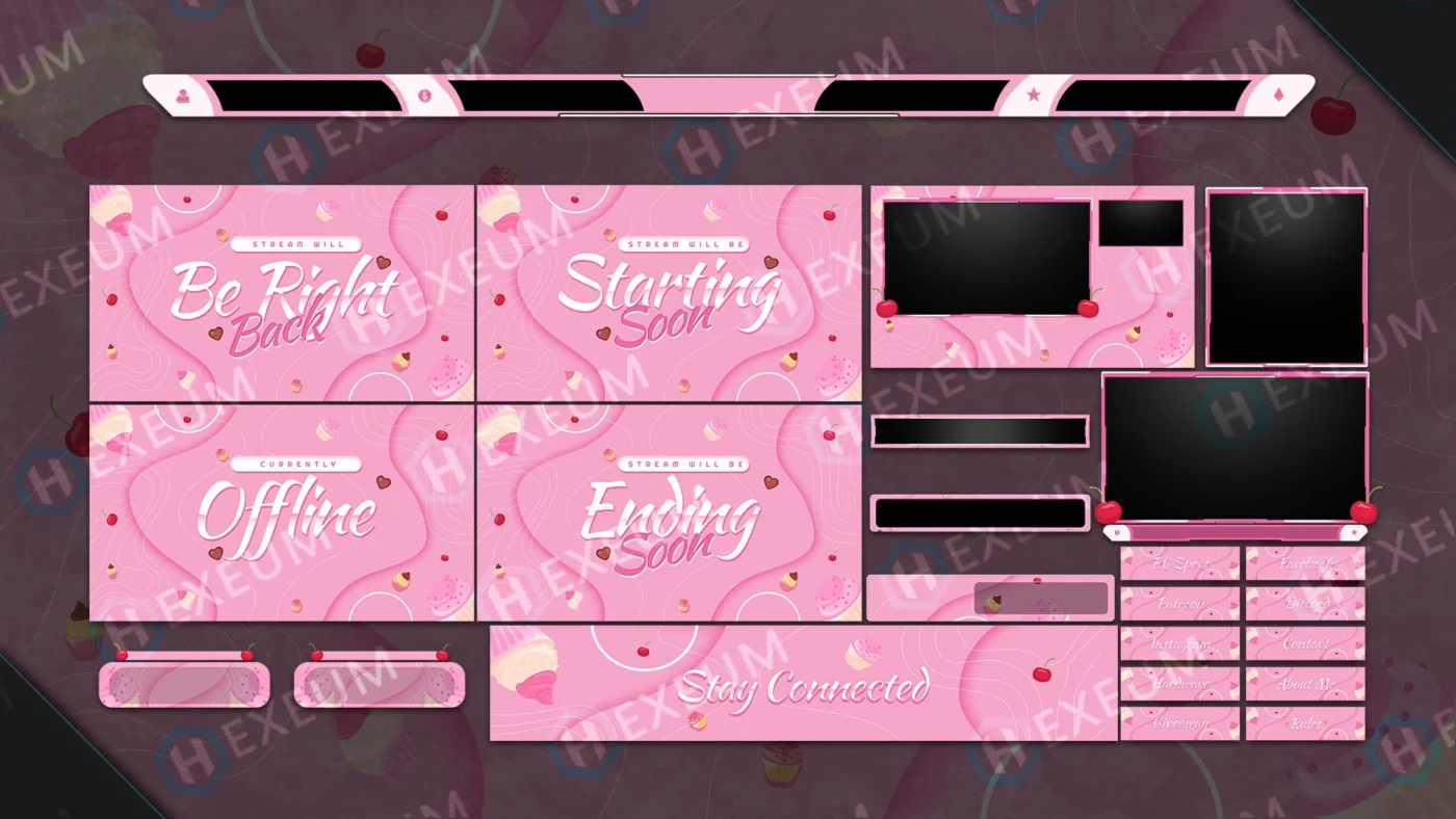 Cute Kawaii Overlay Screen - Pink