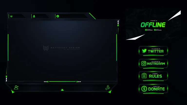 green free stream overlays for OBS youtube twitch