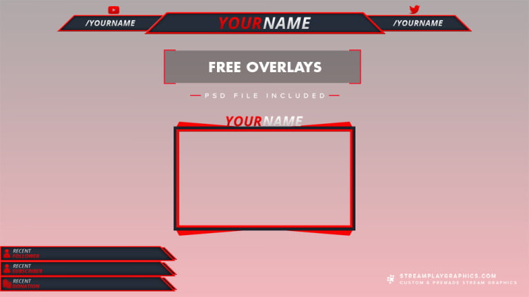 simple red free stream overlays for OBS youtube twitch