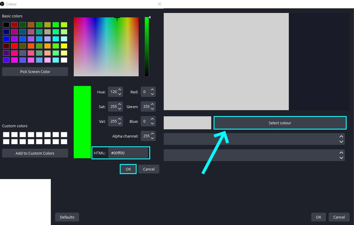 setting color source values in obs