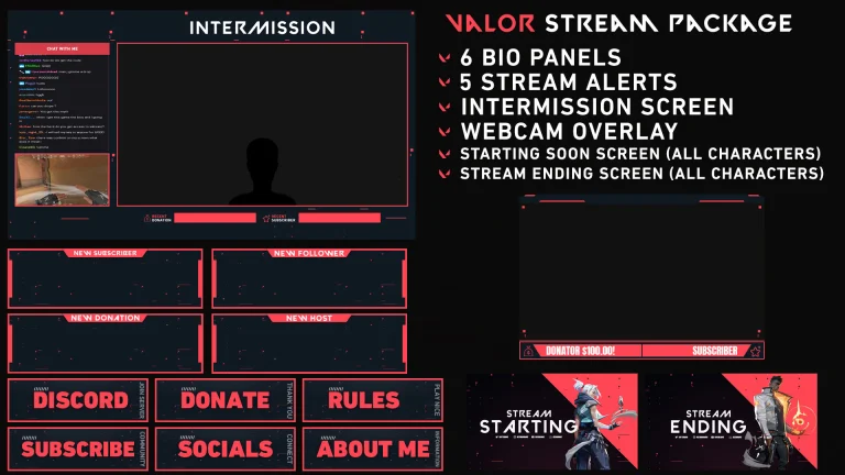 valorant free stream overlays for OBS youtube twitch
