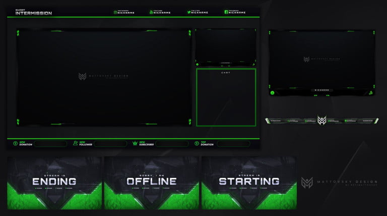 green free stream overlays for OBS youtube twitch
