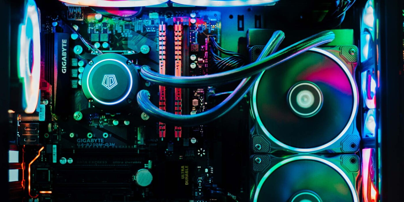 gaming pc with rgb neon lights