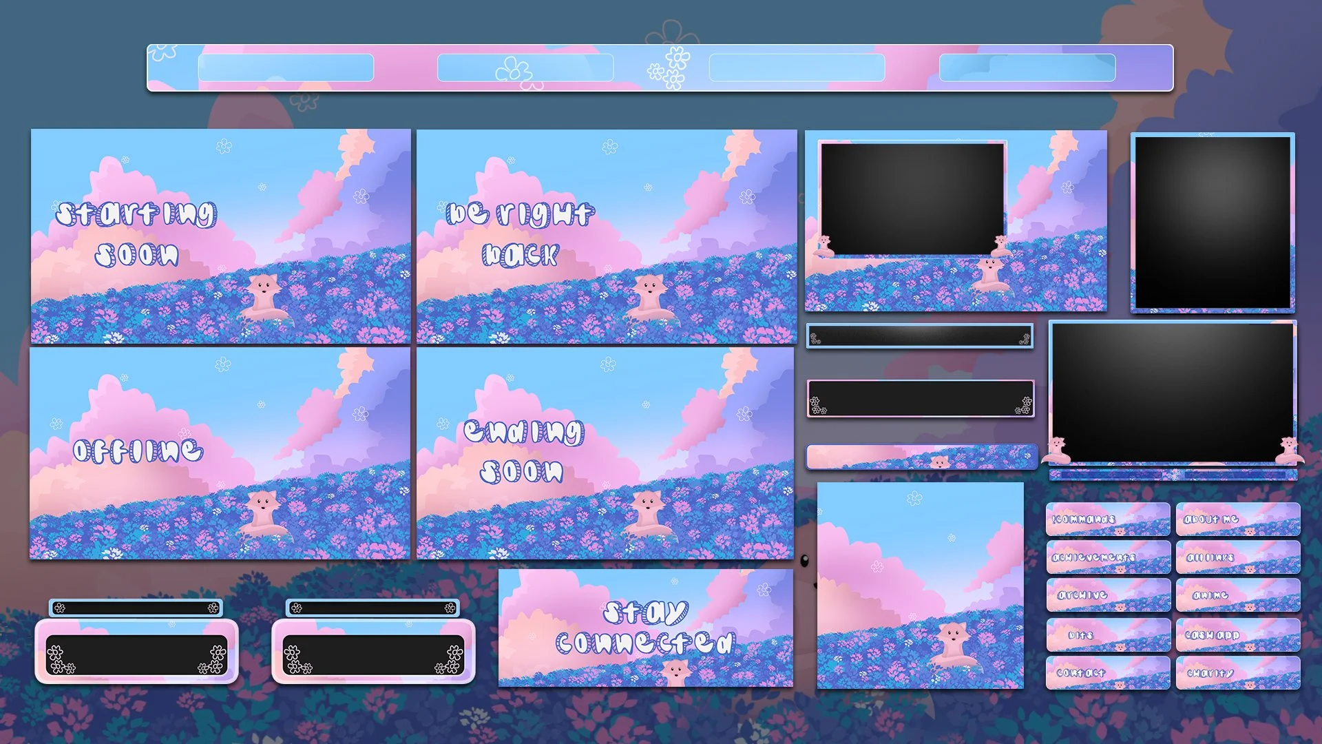 Stream Overlay Package - Arctic - Baby Blue & Pink