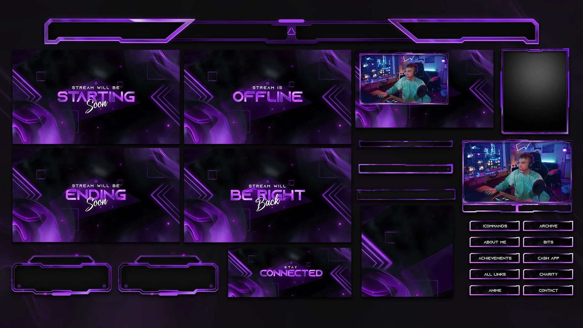 Purple Animated twitch Overlay