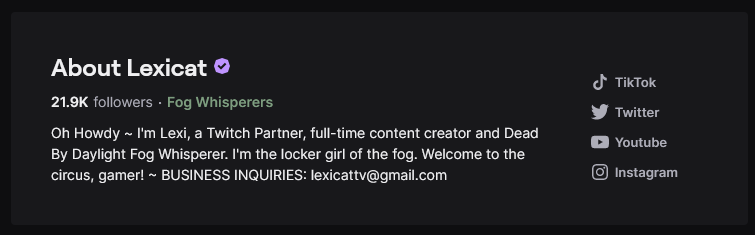 twitch streamer lexicat bio