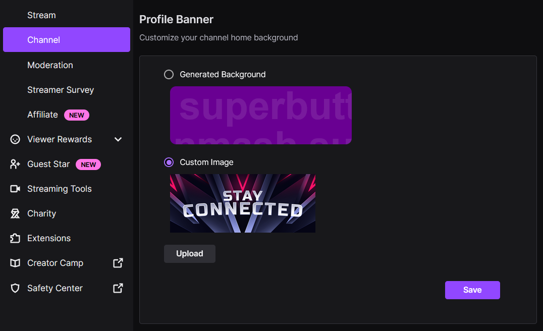 customizing twitch profile banner
