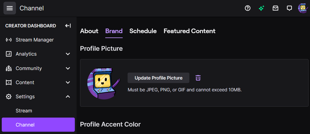 adding a profile picture on twitch channel