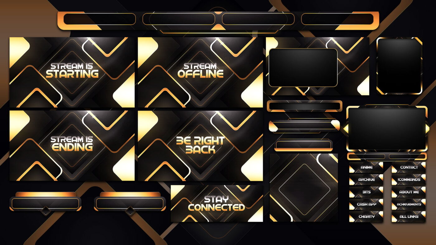 Gold Twitch Overlay Package for OBS