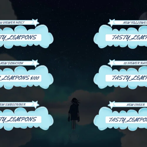 Cute Blue Twitch Alerts