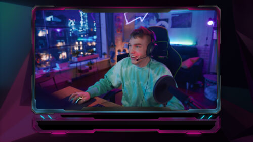 neon 3d pink blue webcam overlay