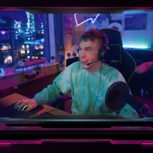 neon 3d pink blue webcam overlay