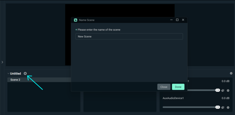 adding a scene to streamlabs