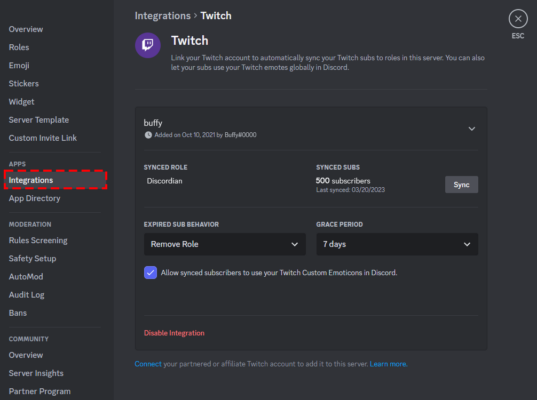 discord twitch integrations