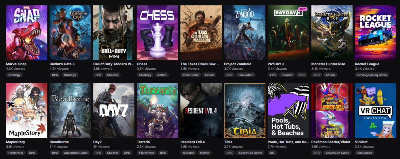twitch less competitive categories