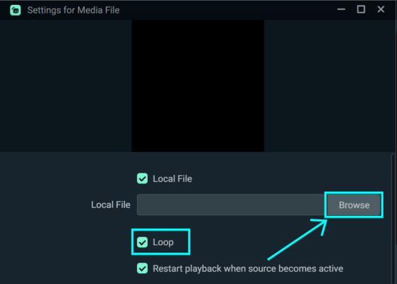 media file settings in streamlabs