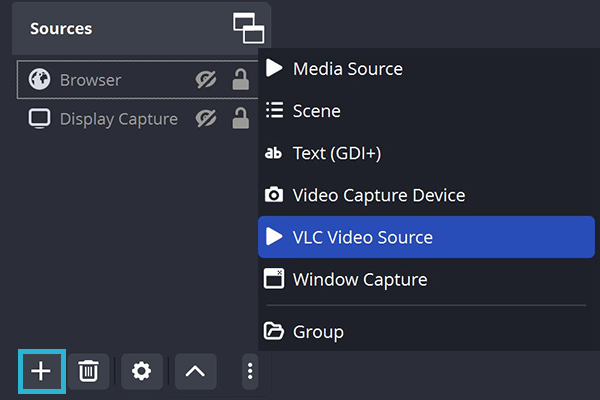 creating a vlc source in OBS