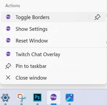 toggle borders option from taskbar