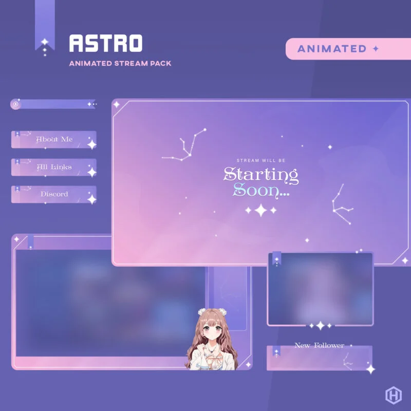 Animated Twitch Overlay Stream Cozy, Celestial Twitch Overlay, Twitch