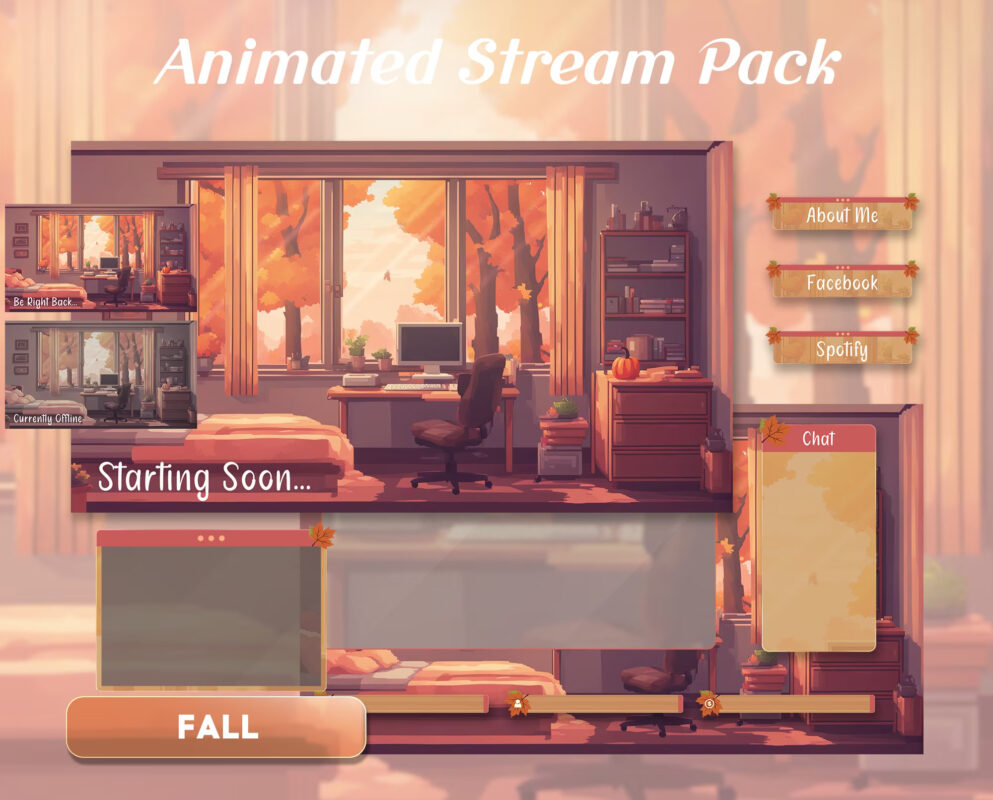 image depicting a twitch layout with a cozy autumn theme