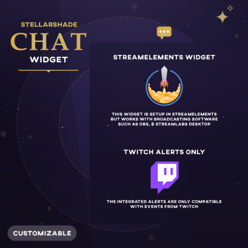 image describing compatibility of the chat widget, being suitable for twitch and streamelements
