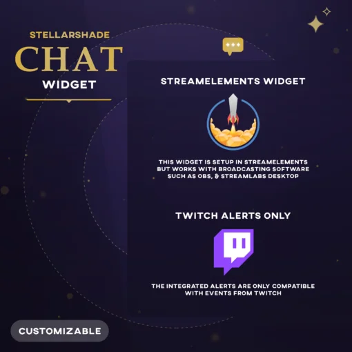 image describing compatibility of the chat widget, being suitable for twitch and streamelements
