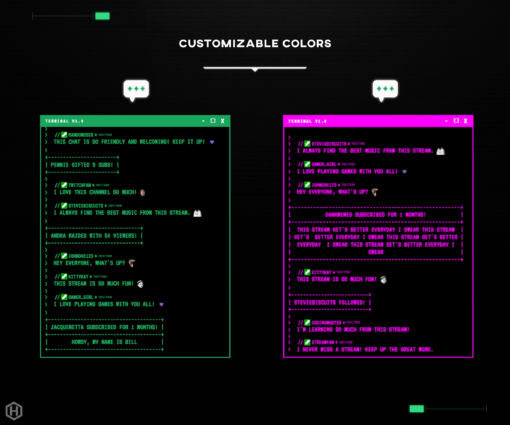 depiction of hacker chat widget color comparisons