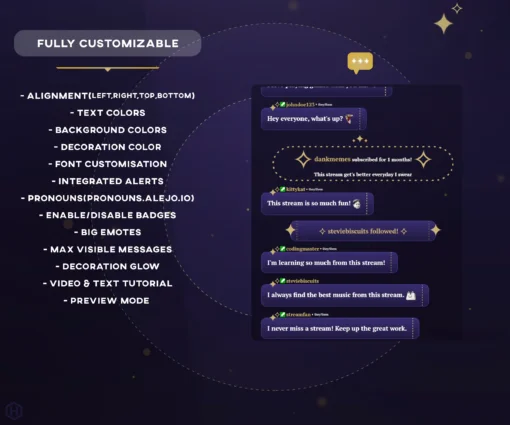 image depicting the customisation options of the chat widget