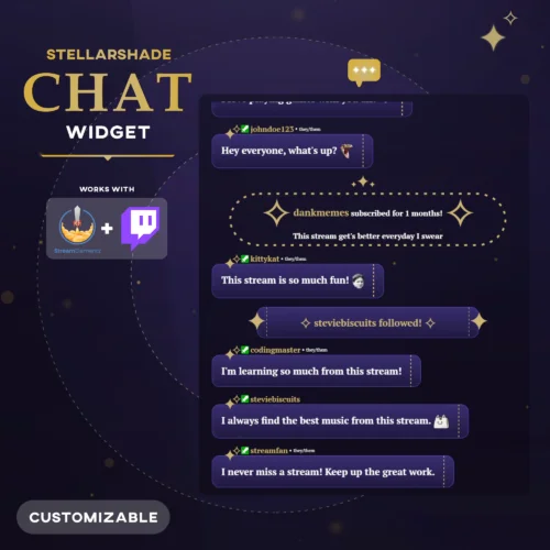 image depicting a purple celestial themed chat widget