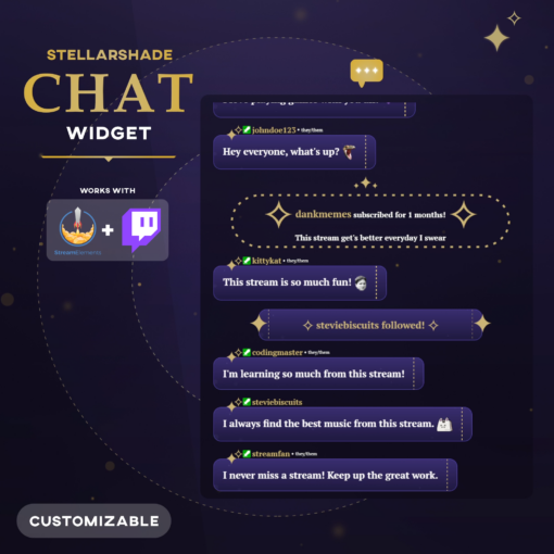 image depicting a purple celestial themed chat widget