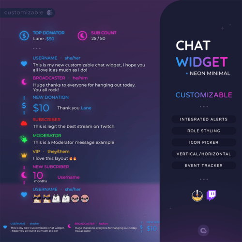 Neon Minimal Chat Widget