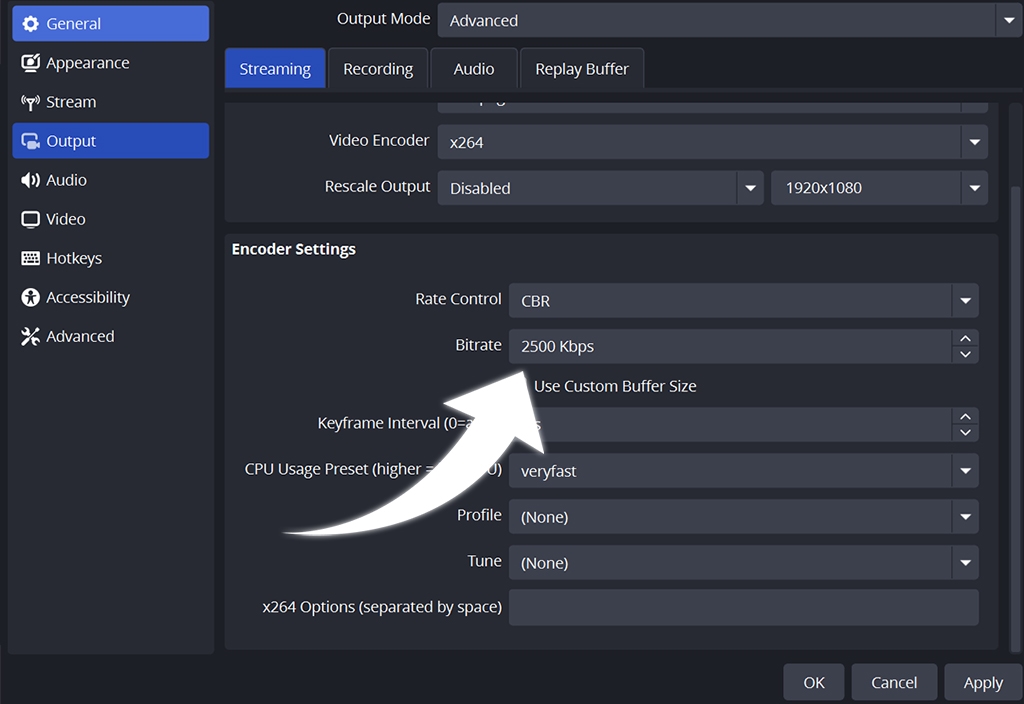 obs bitrate settings