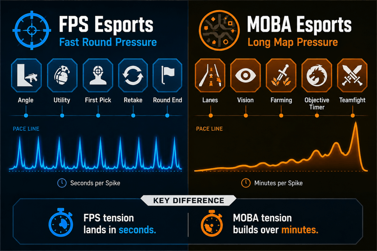 FPS and MOBA esports pace chart